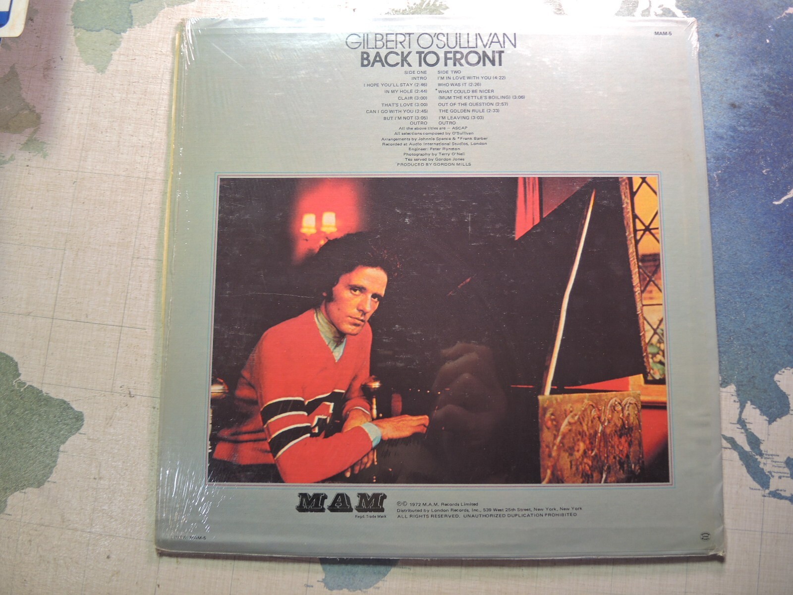 Gilbert O’Sullivan – Back To Front – Vinyl Record LP UK Import – EX
