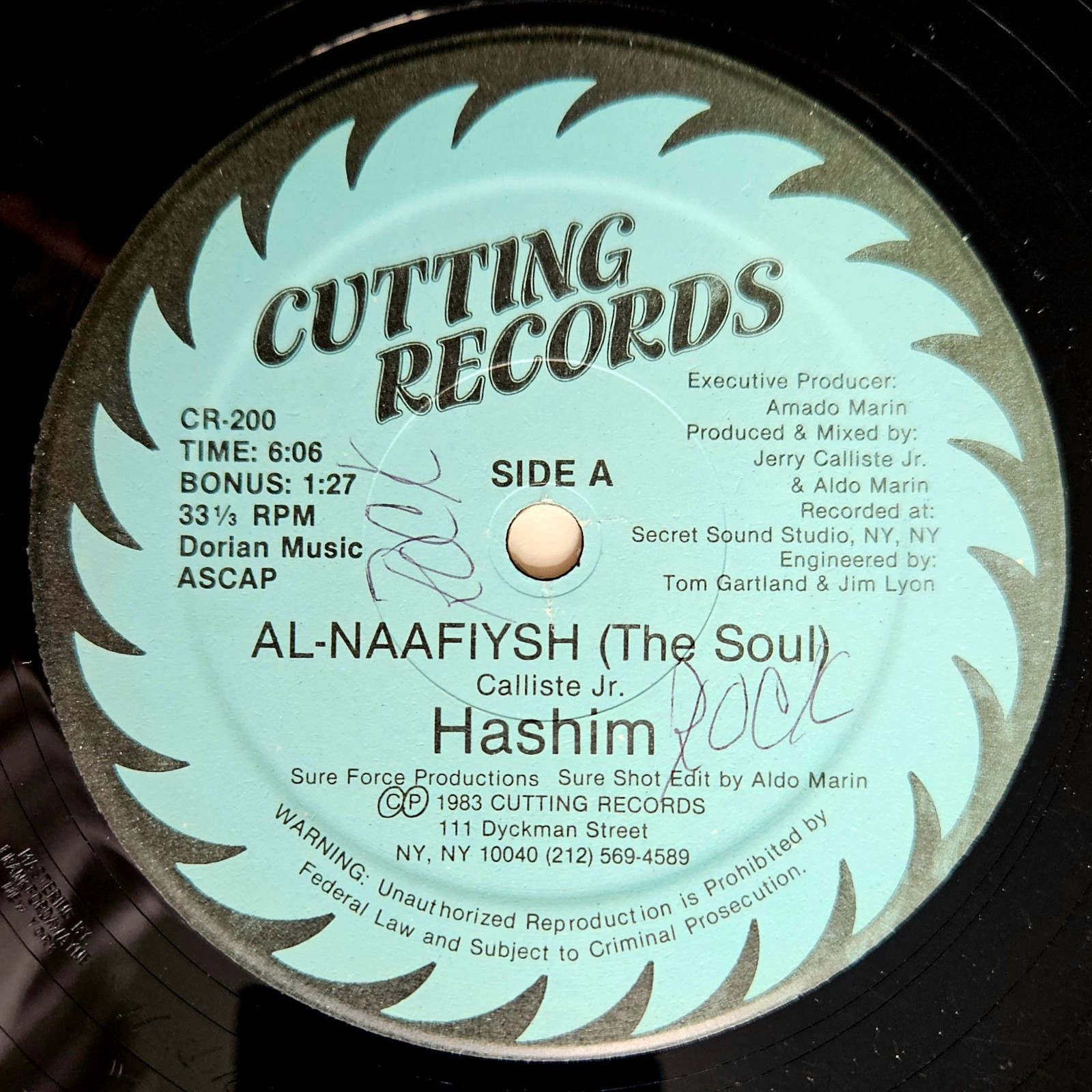 ELECTRO-FUNK – HASHIM – AL-NAAFIYSH (THE SOUL) – CUTTING RECORDS OG IN SHRINK