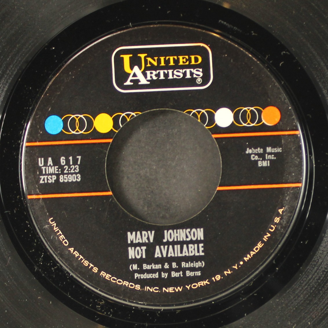 MARV JOHNSON: come on and stop / not available UA 7″ Single 45 RPM
