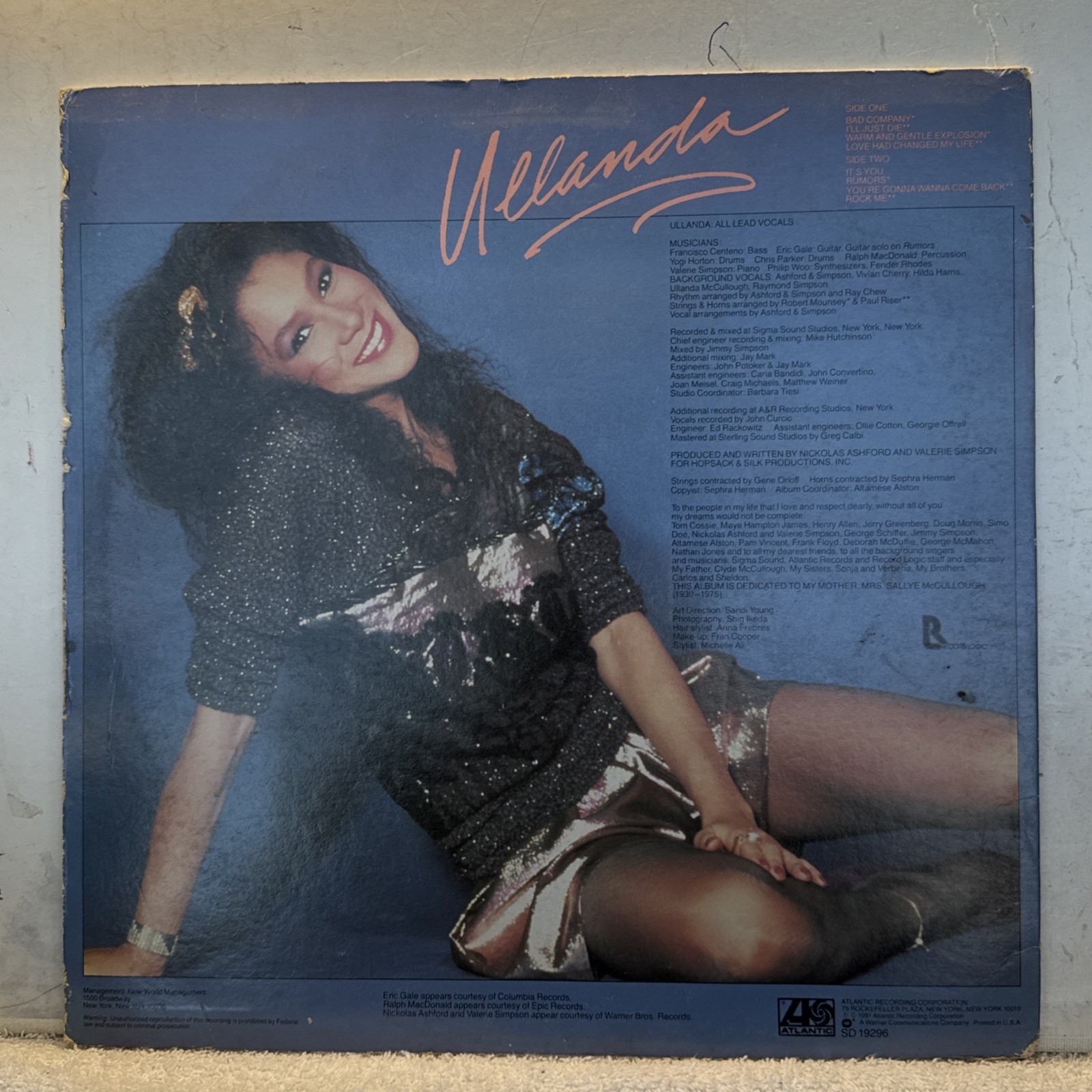 Disco ULLANDA MCCULLOUGH Ullanda McCullough ATLANTIC SD-19296 Stereo PROMO NM!