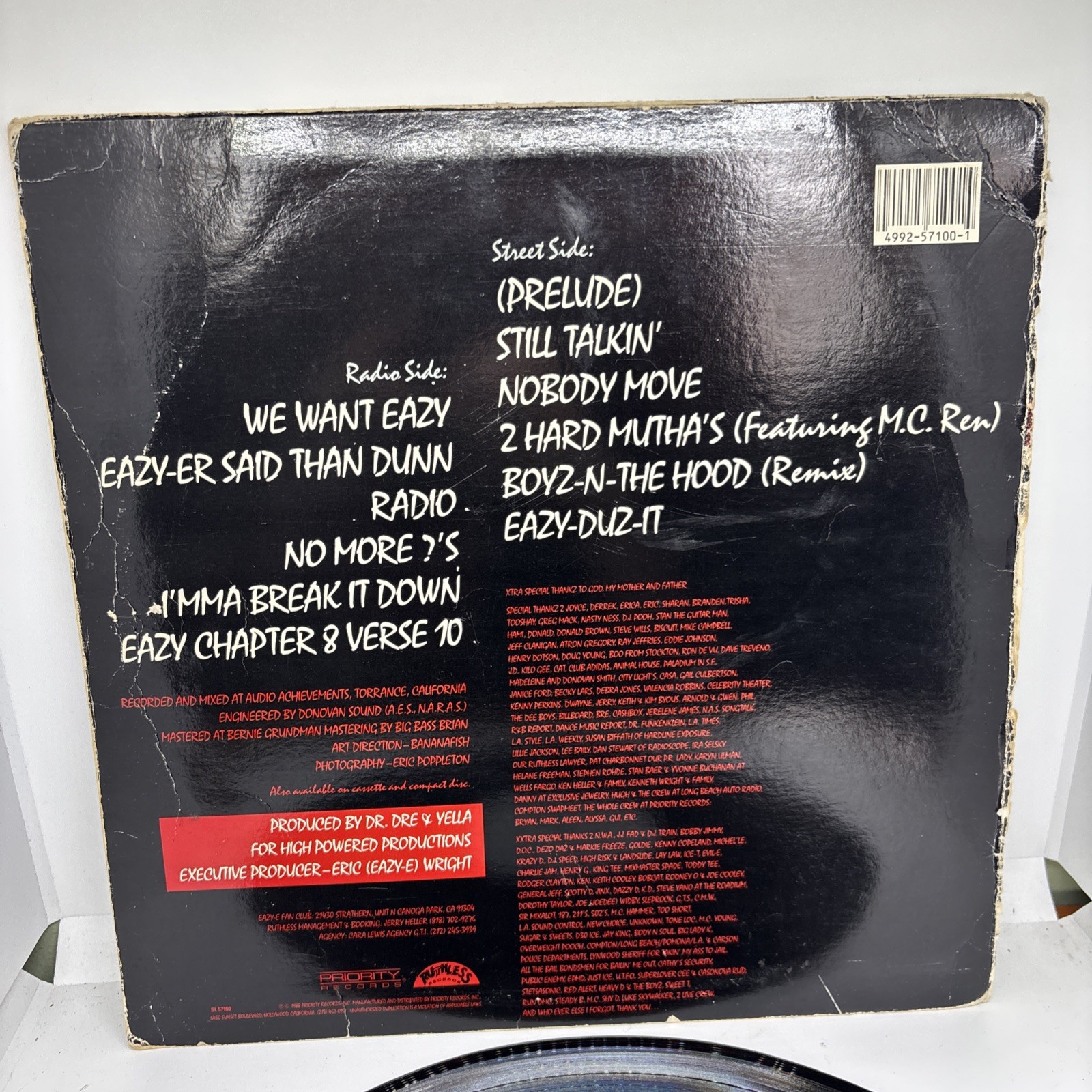 EAZY-E EAZY-DUZ-IT LP 1988 Ruthless Records SL 57100 First Press Vinyl VG+