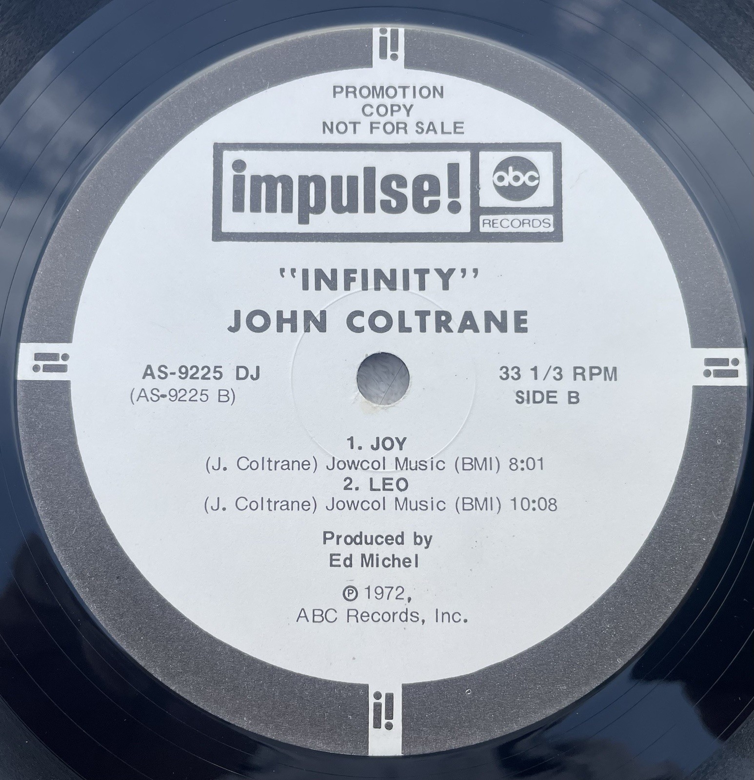 JOHN COLTRANE Infinity IMPULSE AS 9225 DJ WLP Promotional 1972