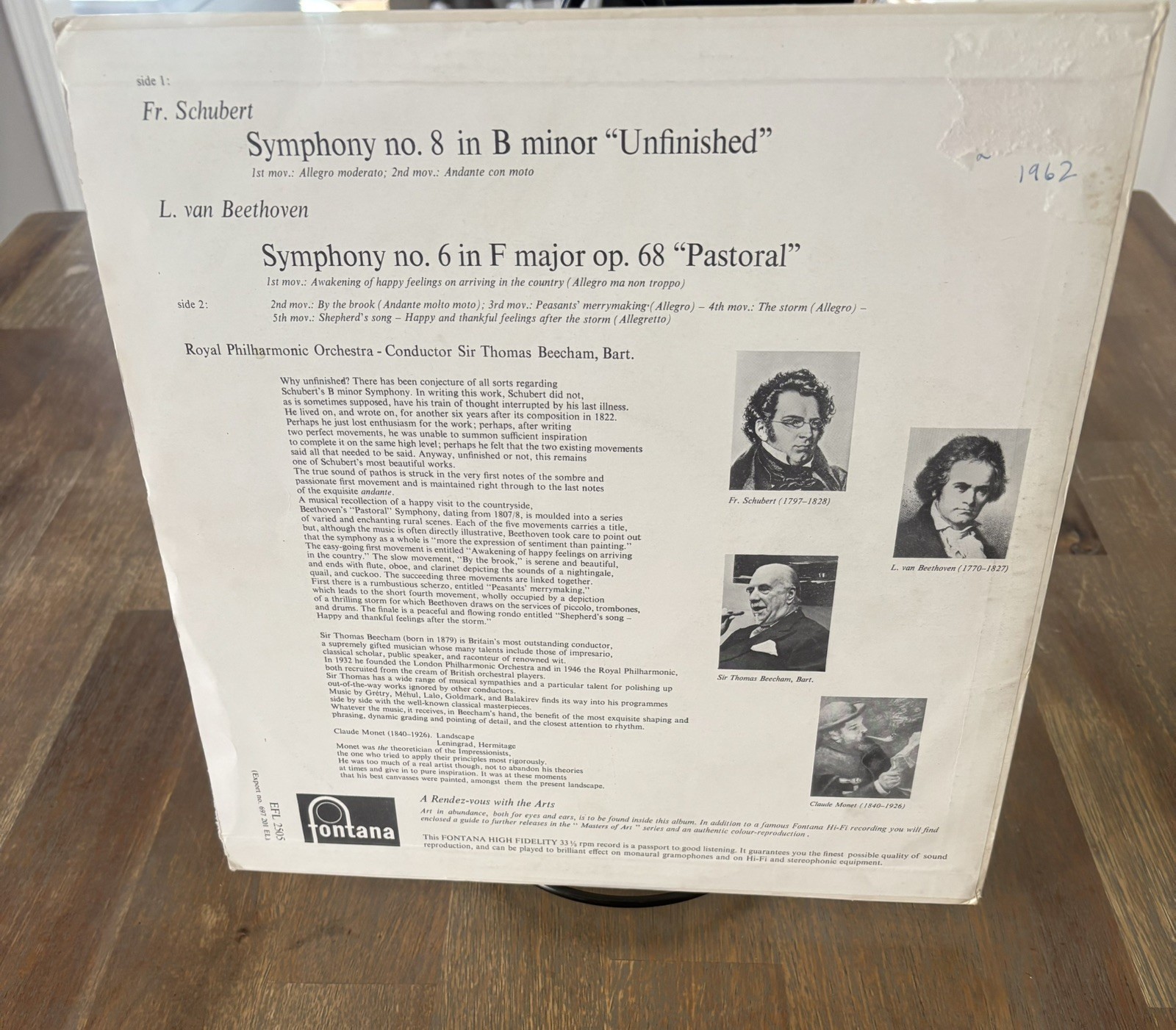 Schubert Beethoven limited vinyl – Collectible vinyl- made in England.Fontana