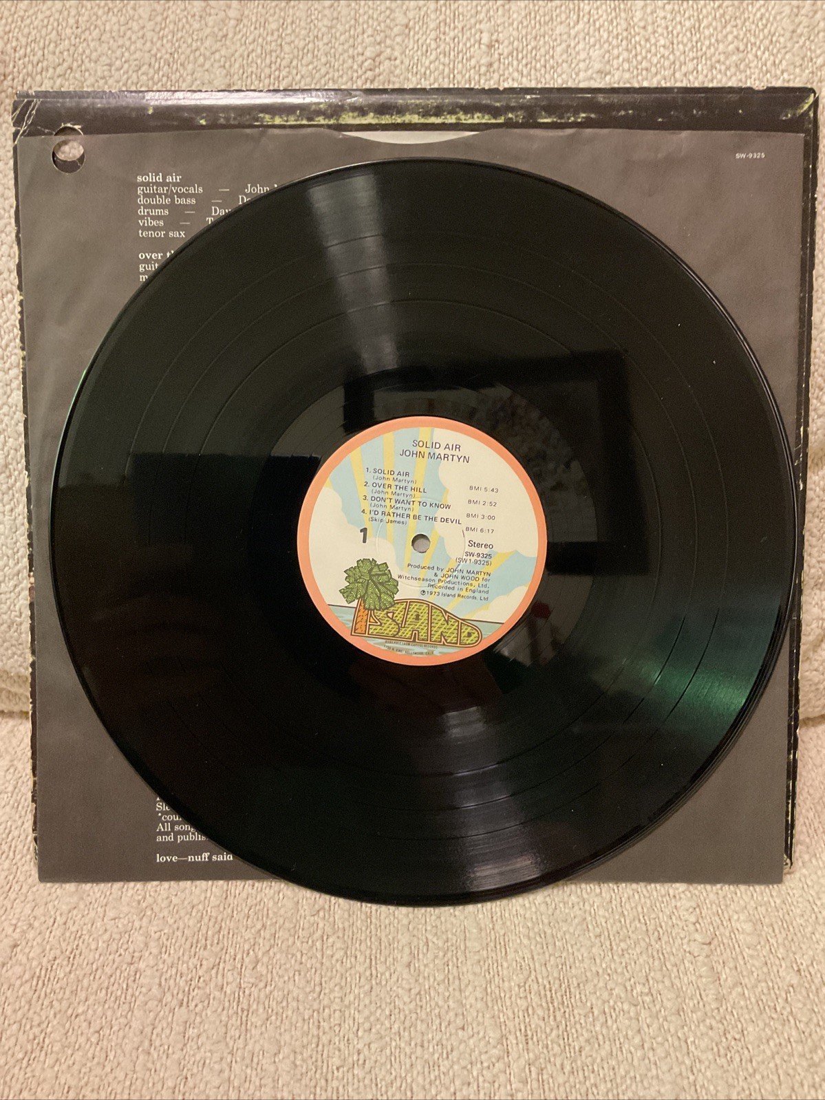 John Martyn Solid Air Vinyl LP SW-9325 Island US 1973 STERLING FREE SHIPPING