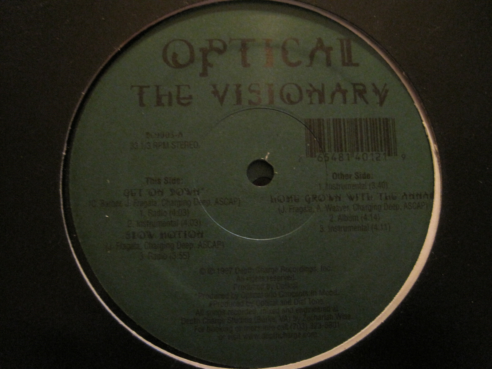 OPTICAL THE VISIONARY GET ON DOWN 12″ ORIG ’97 RARE VA DC RANDOM RAP HIP HOP NM-