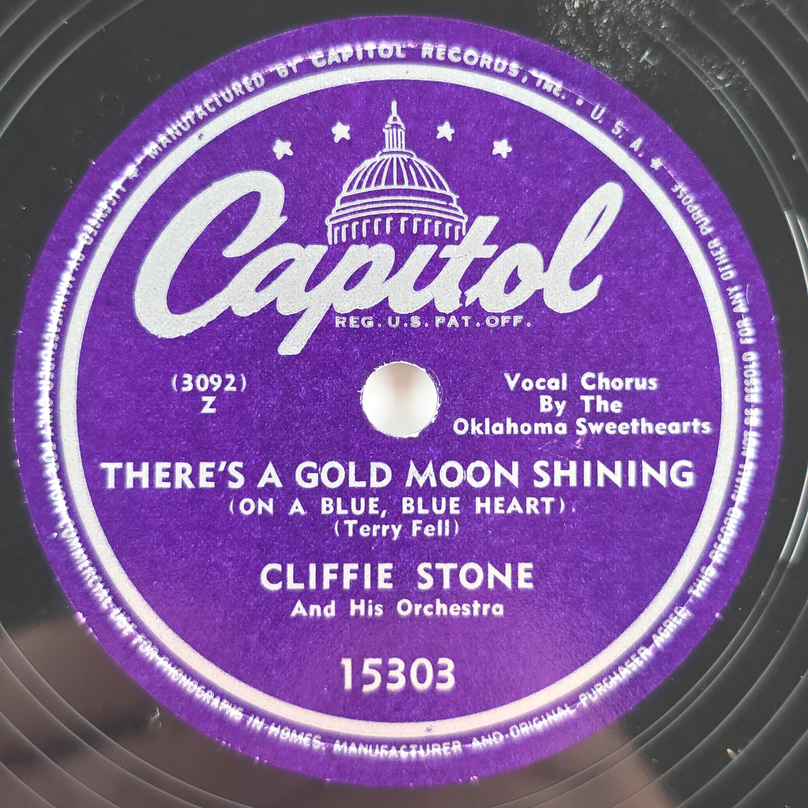 Cliffie Stone Cream Of Kentucky / There’s A Gold Moon Shining 10″ 78rpm Record