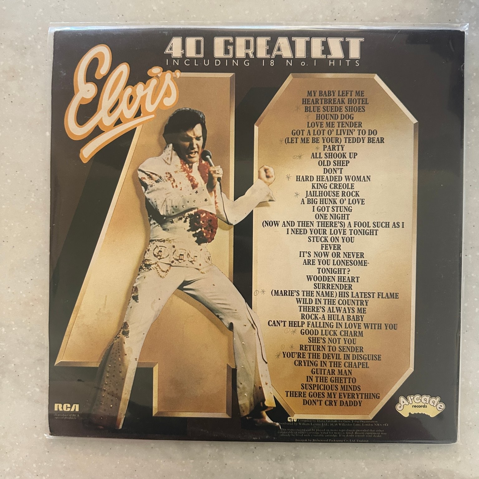 Elvis Presley – 40 Greatest LP Record RCA Arcade Rock Pop 33 RPM