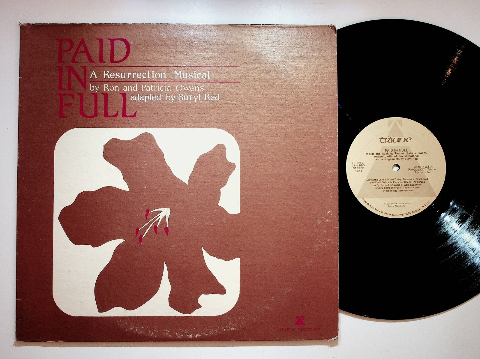 1982 Paid In Full Buryl Red Resurrection Musical Christian Vinyl LP Record