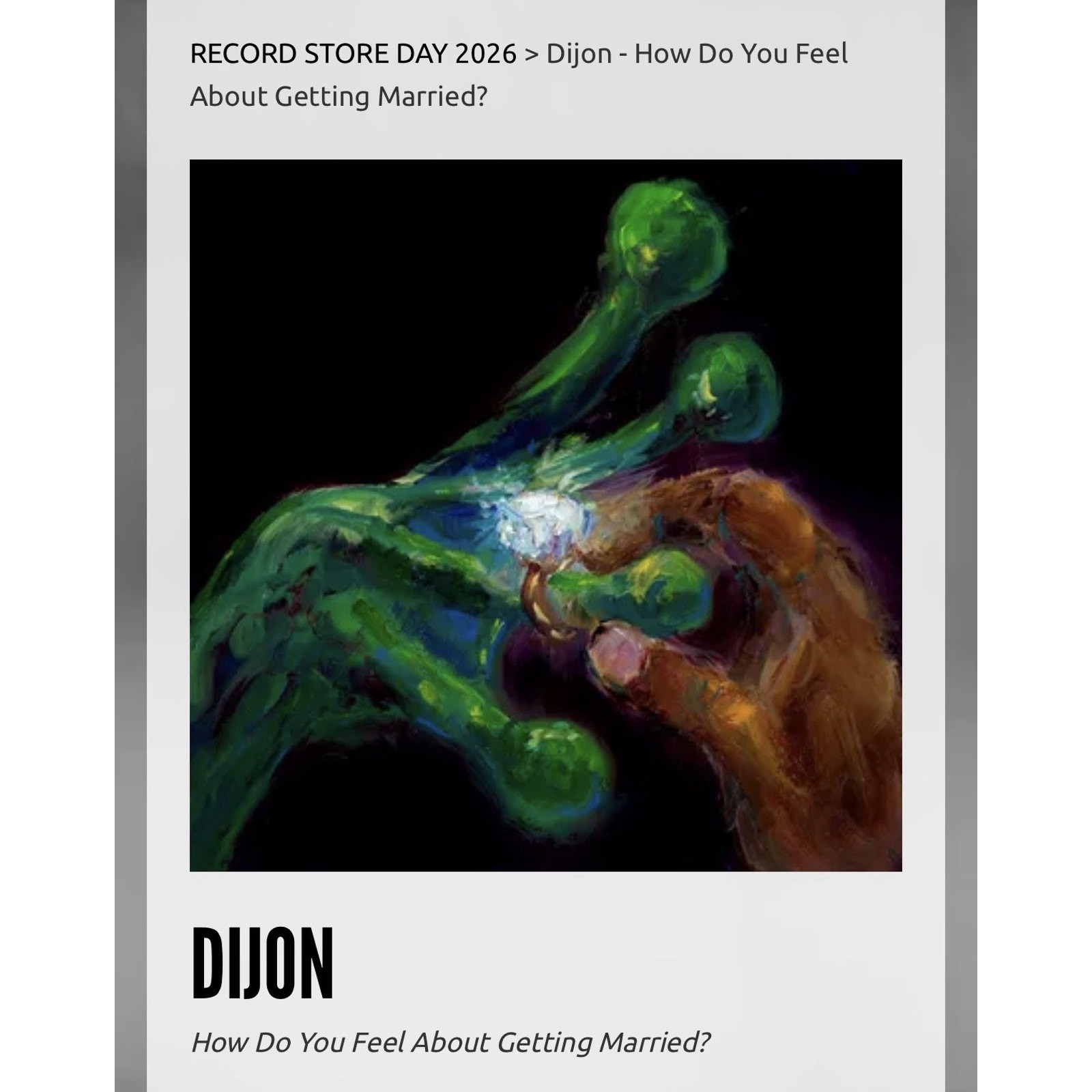 Dijon – How Do You Feel About Getting Married? RSD 2026 Record Store Day