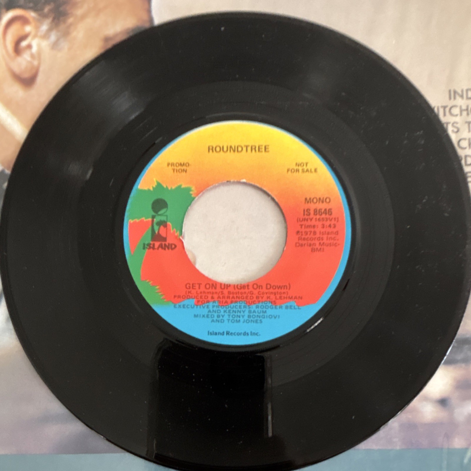Roundtree Get On Up (Get On Down) Vinyl Single Soul 7″ 45 RPM Promo Paper Sleeve