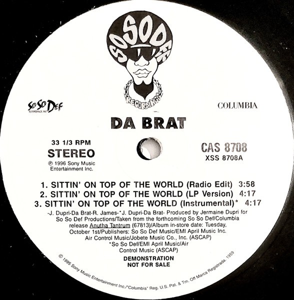 DA BRAT Sittin’ On Top Of The World 1996 US 12″ Single ORIG VG/VG