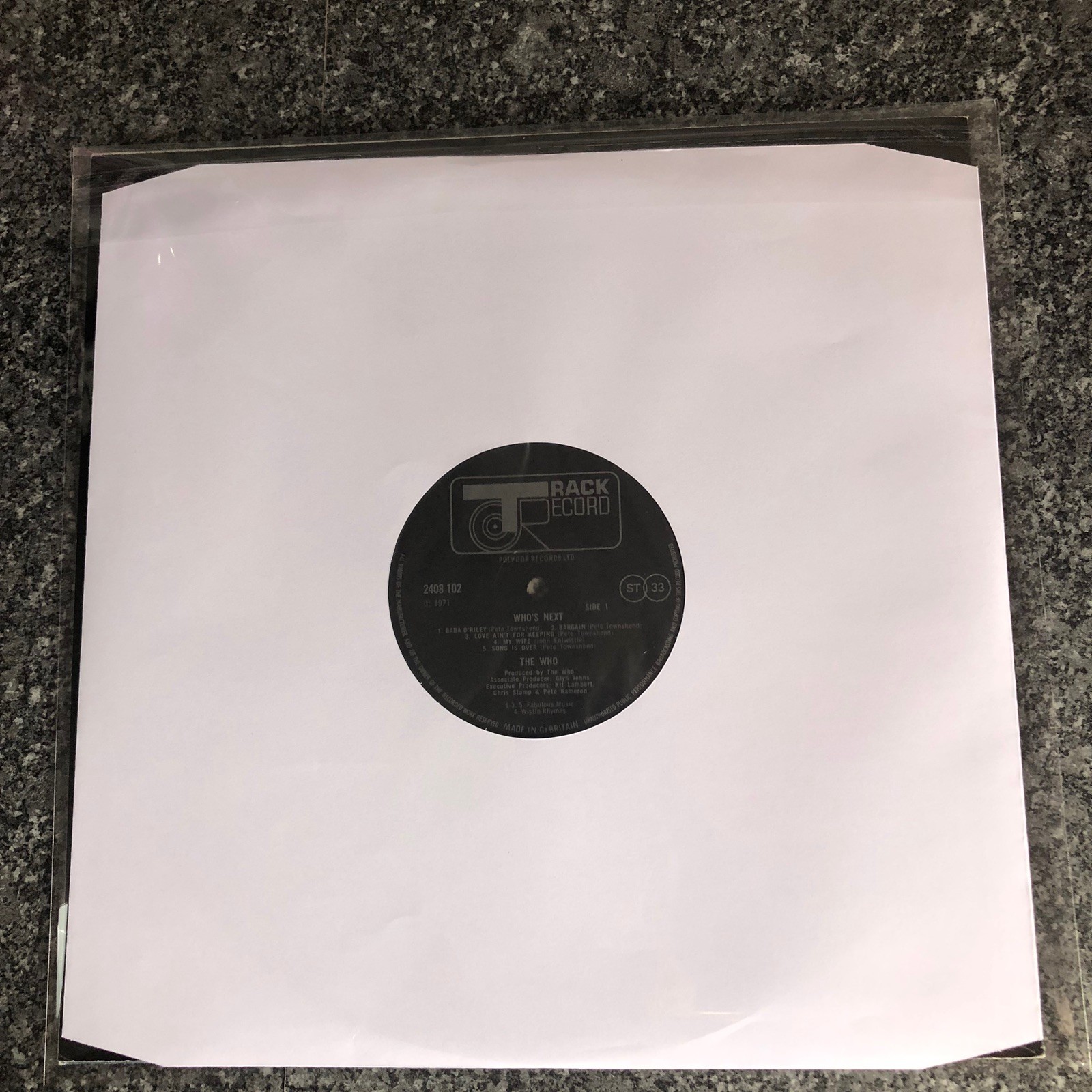 LP VINYL THE WHO ALBUM WHO’S NEXT UK 1ST PRESS TRACK 2408 102 1971 A1/B2 NM-/EX+