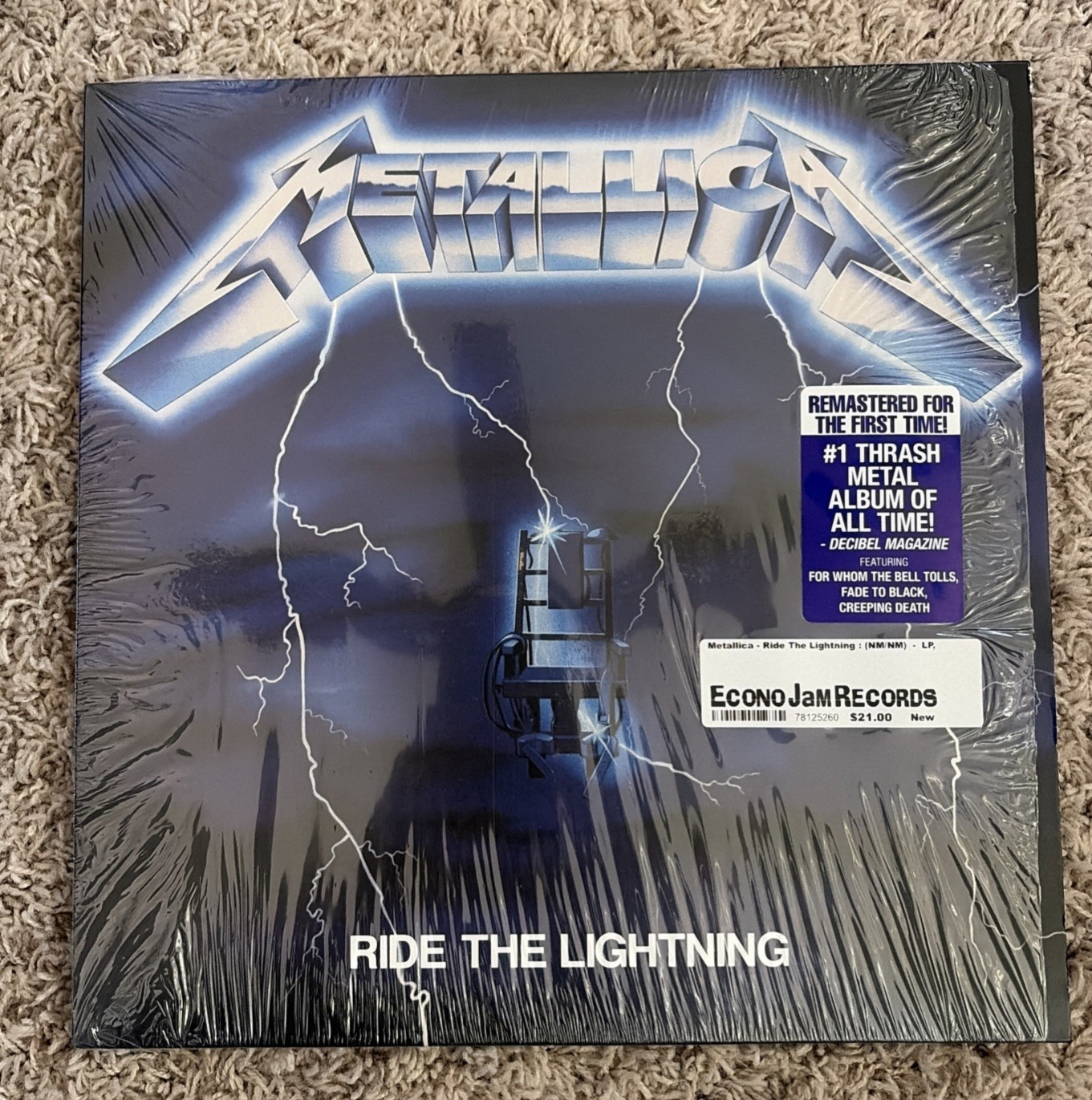 Metallica Ride the Lightning Vinyl LP (2016) pre-owned