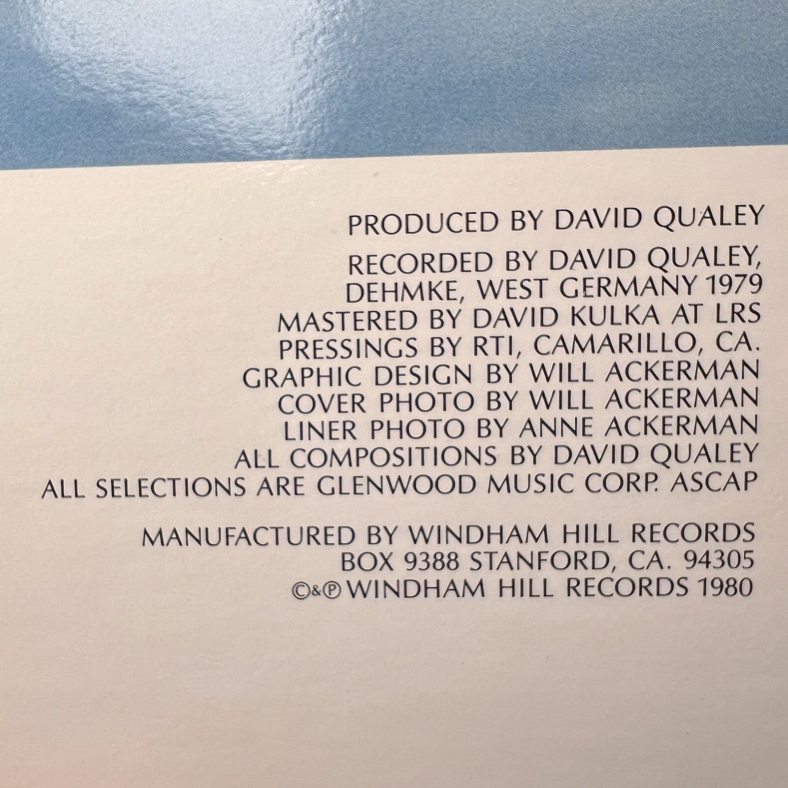 1980 David Qualey Soliloquy Contemporary Jazz Windham Hill Records Vinyl LP