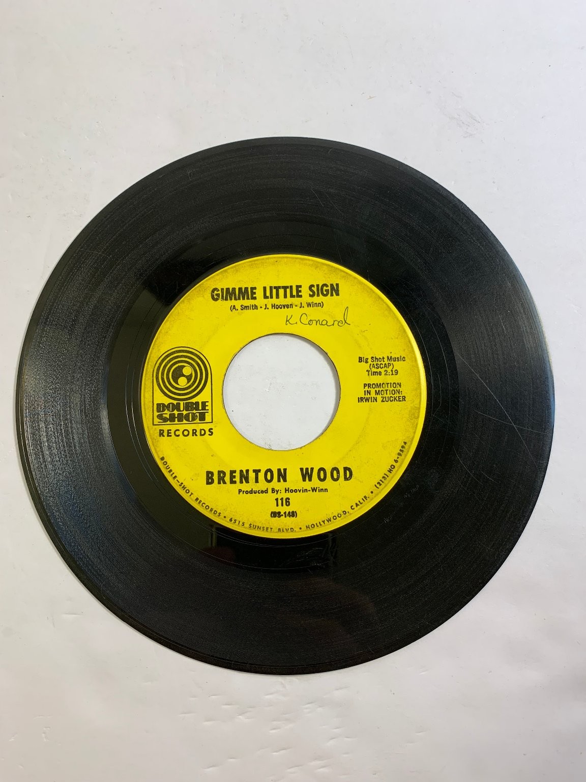 Brenton Wood – Gimme Little Sign 7″ Record 1967 Promo Double Shot Soul 45 RPM
