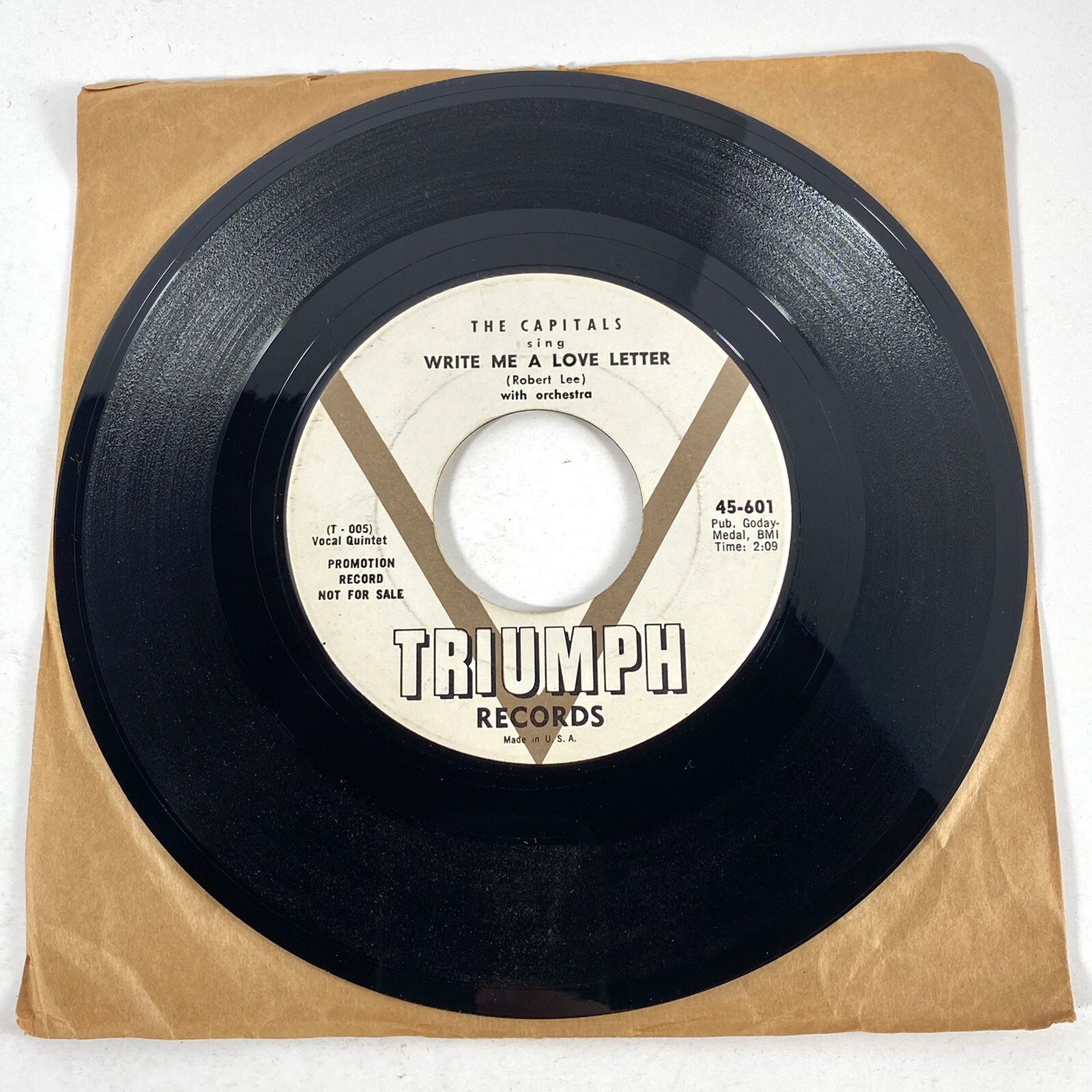 The Capitals Write Me a Love Letter Three O’Clock Rock 45 Promo 7” Triumph 601