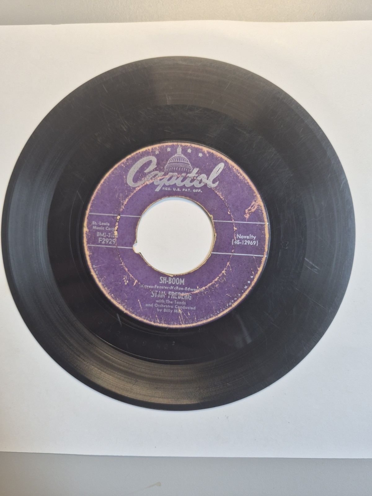 50’s Capital Records 45 RPM 7″ Vinyl: Stan Freberg “Sh-Boom” & “Widescreen Mama+