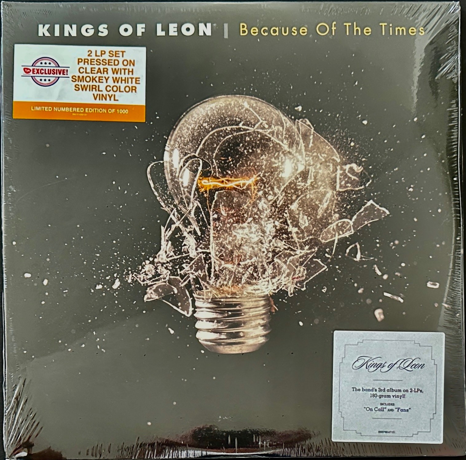KINGS OF LEON Because Of The Times SEALED 2 LP-White Swirl Vinyl (*Non-numbered)