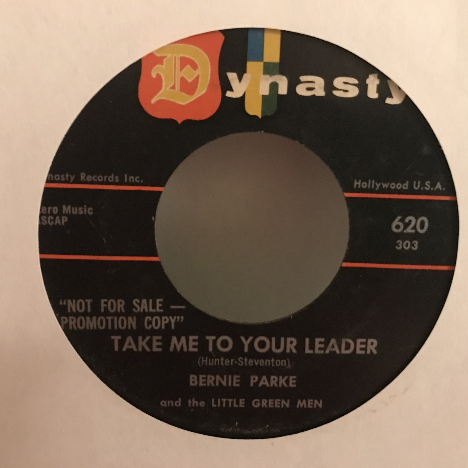 BERNIE PARKE – TAKE ME TO YOUR LEADER – PROMO DYNASTY 45 – GREAT SHAPE – 1959