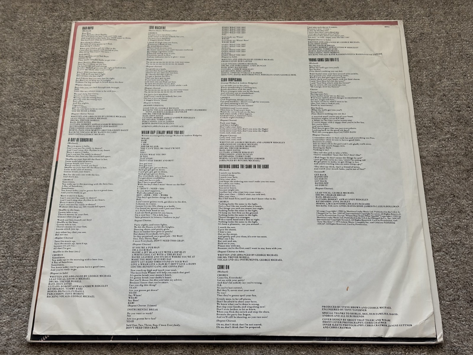 Wham! U.K. Fantastic Vinyl LP 1983 Columbia BFC 38911 US Pressing Pop Album