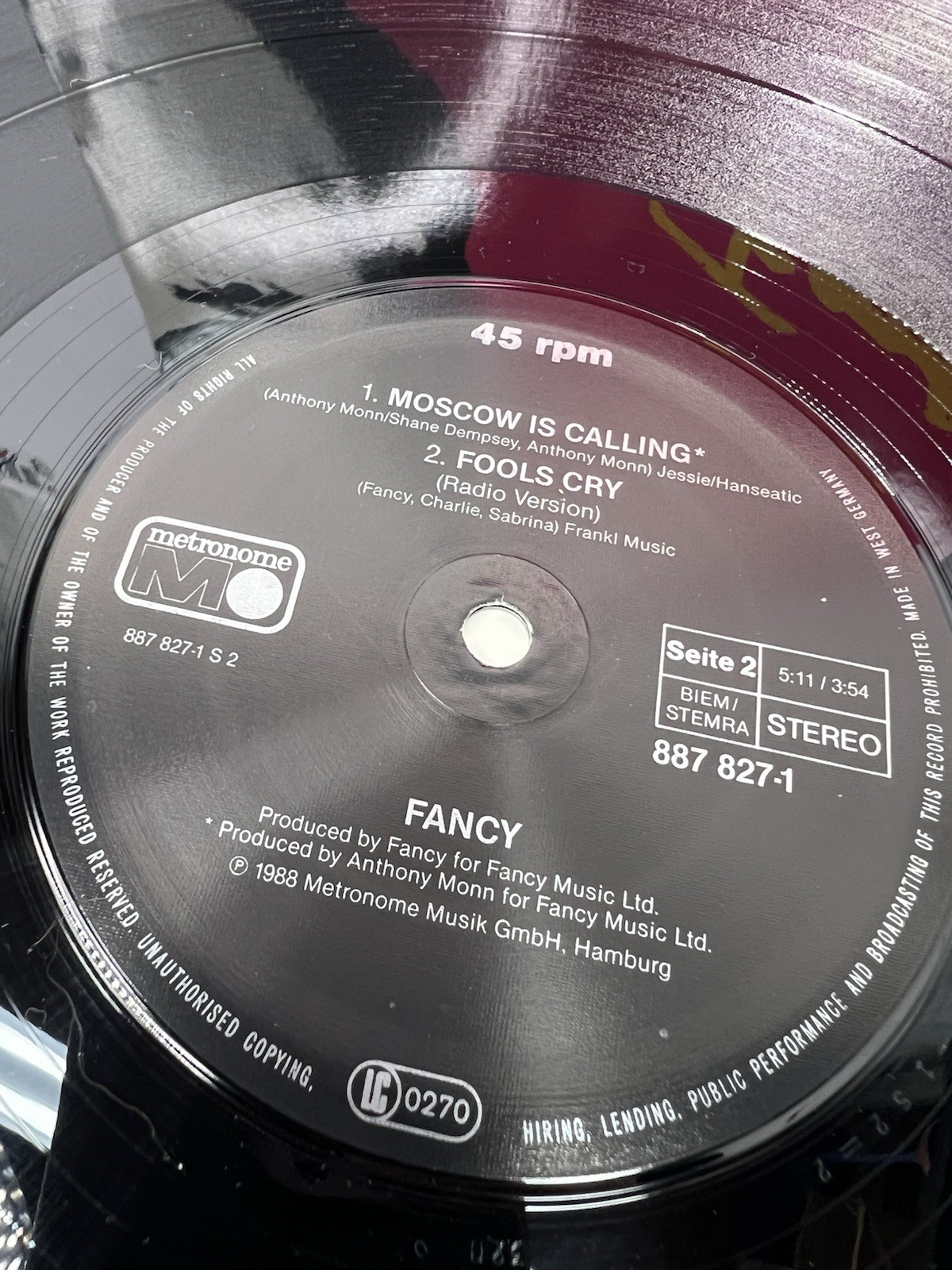 Fancy Fools Cry Vinyl Maxi Single 12inch EX Metronome Records 887 827-1 1988