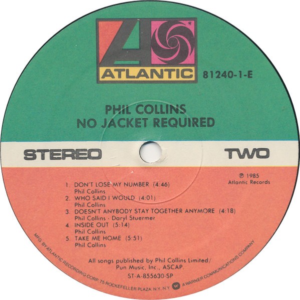 Phil Collins – No Jacket Required (LP) (Very Good Plus (VG+)) – 4202170224