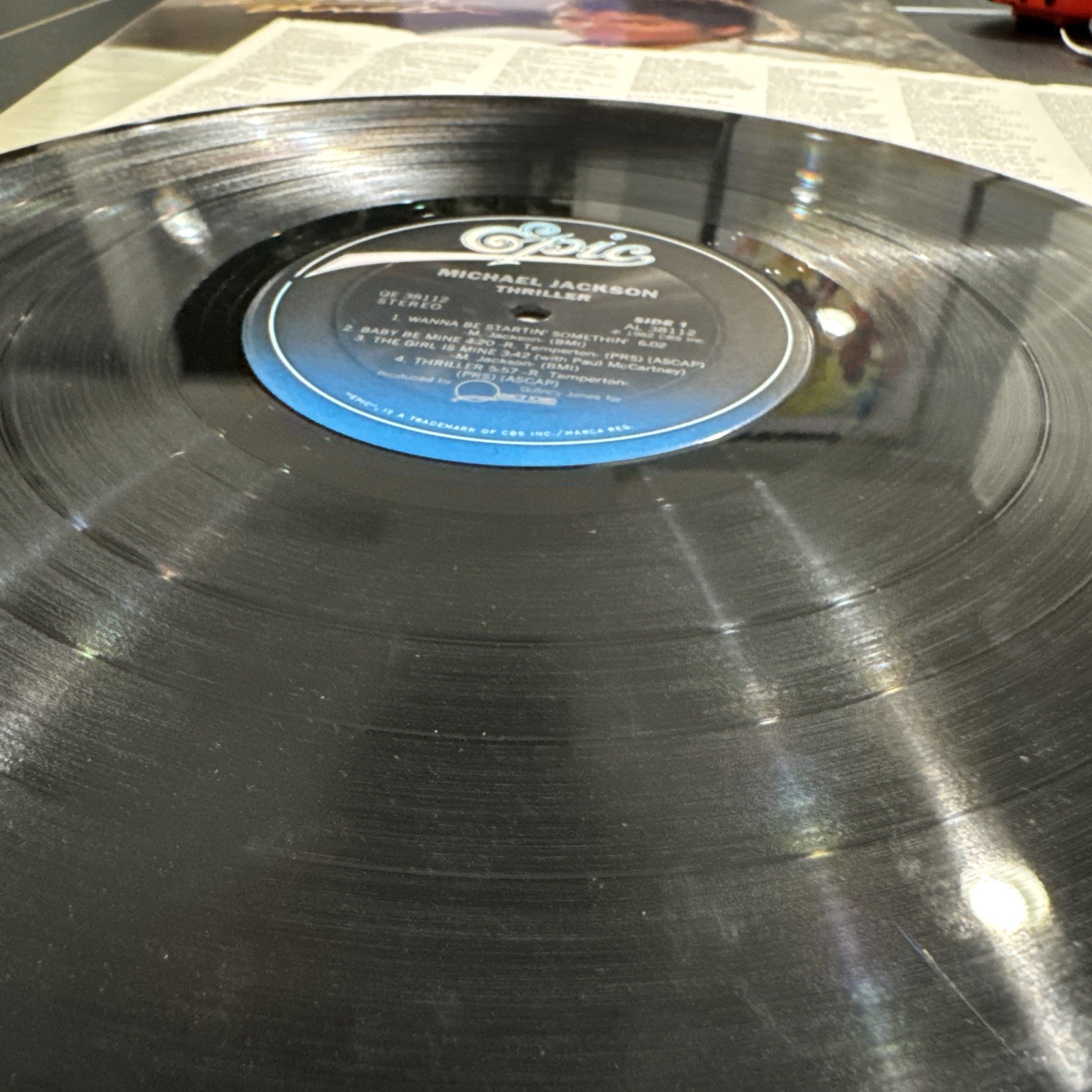 Michael Jackson Thriller vinyl album in good condition with lyrics