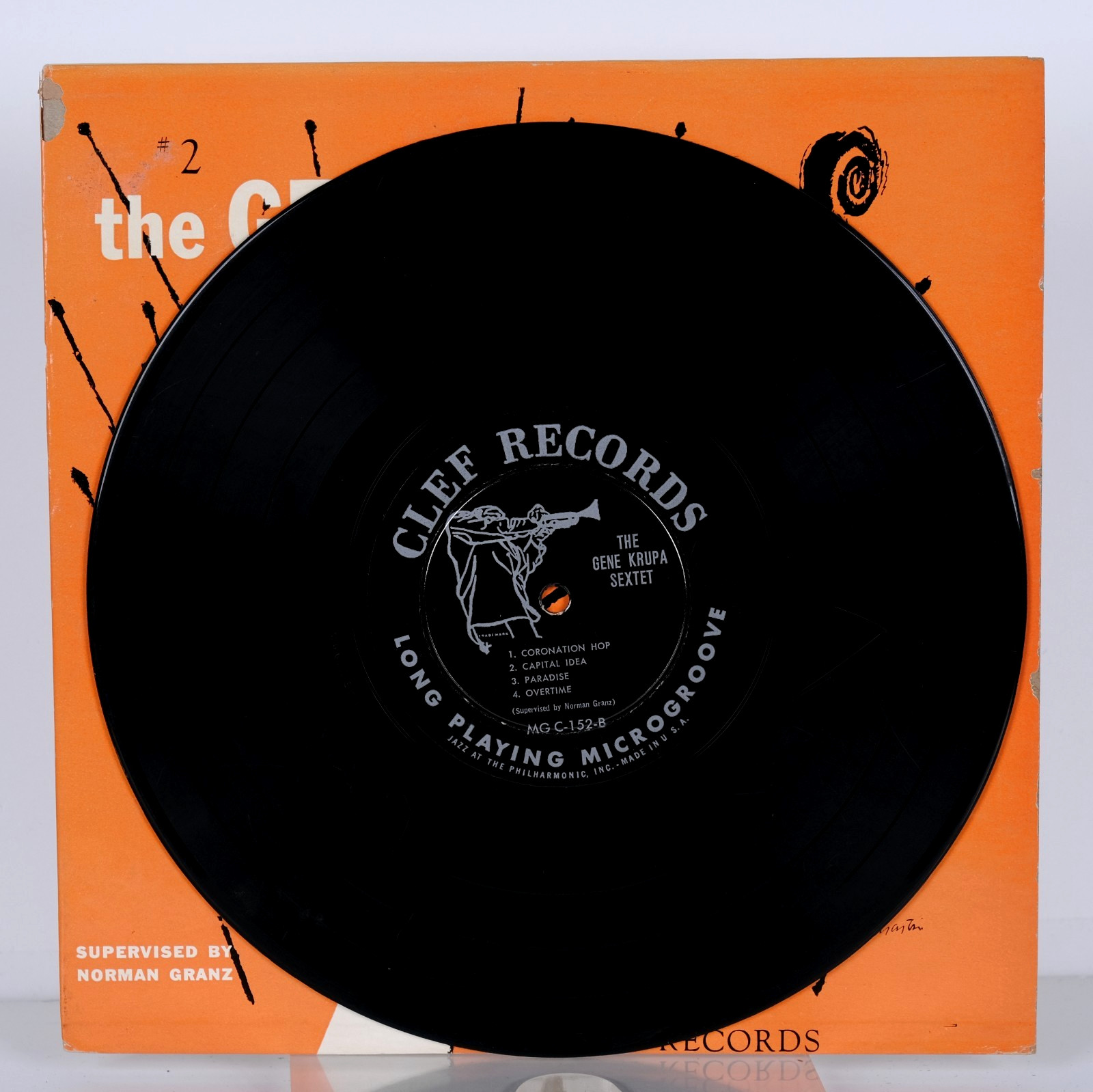 1954 The Gene Krupa Sextet “#2″ Clef Records MGC-152 G+ / VG+ 10” Mono Vinyl LP