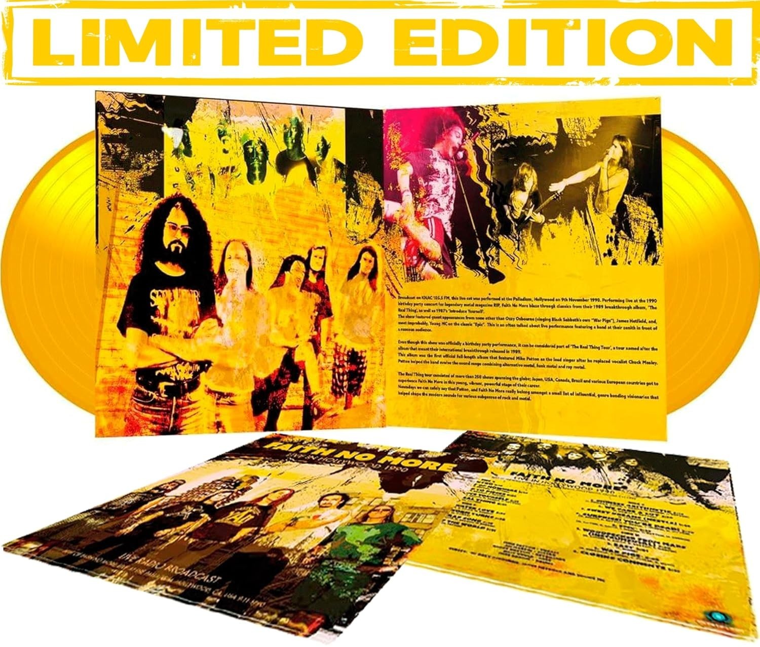 Faith No More – Hollywood 1990 2LP 12″ Yellow Vinyl Record – Limited Edition