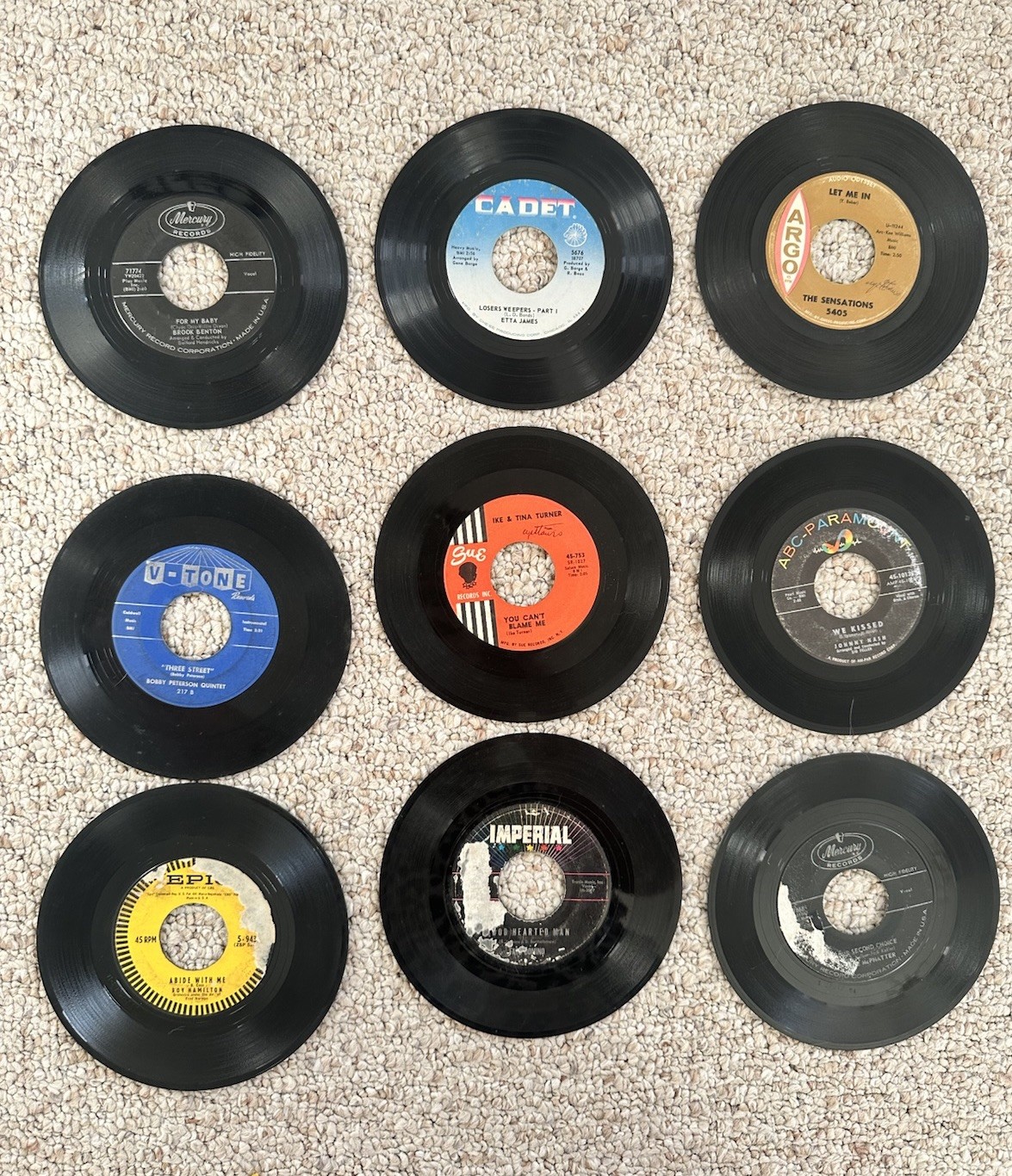 Vintage R&B Soul 45 RPM Record Lot of 9 Etta James Ike Tina Turner Mercury Argo