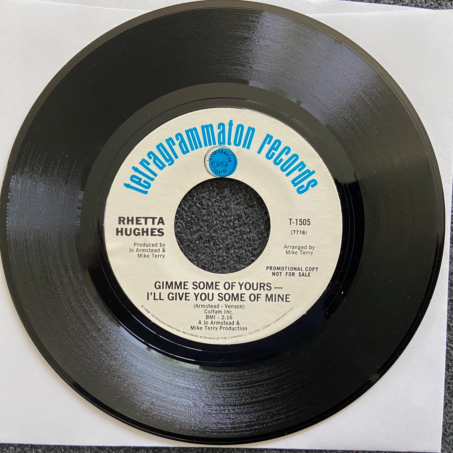 Rhetta Hughes – Gimme Some Of Yours… RARE 1968 PROMO 45rpm Near Mint!