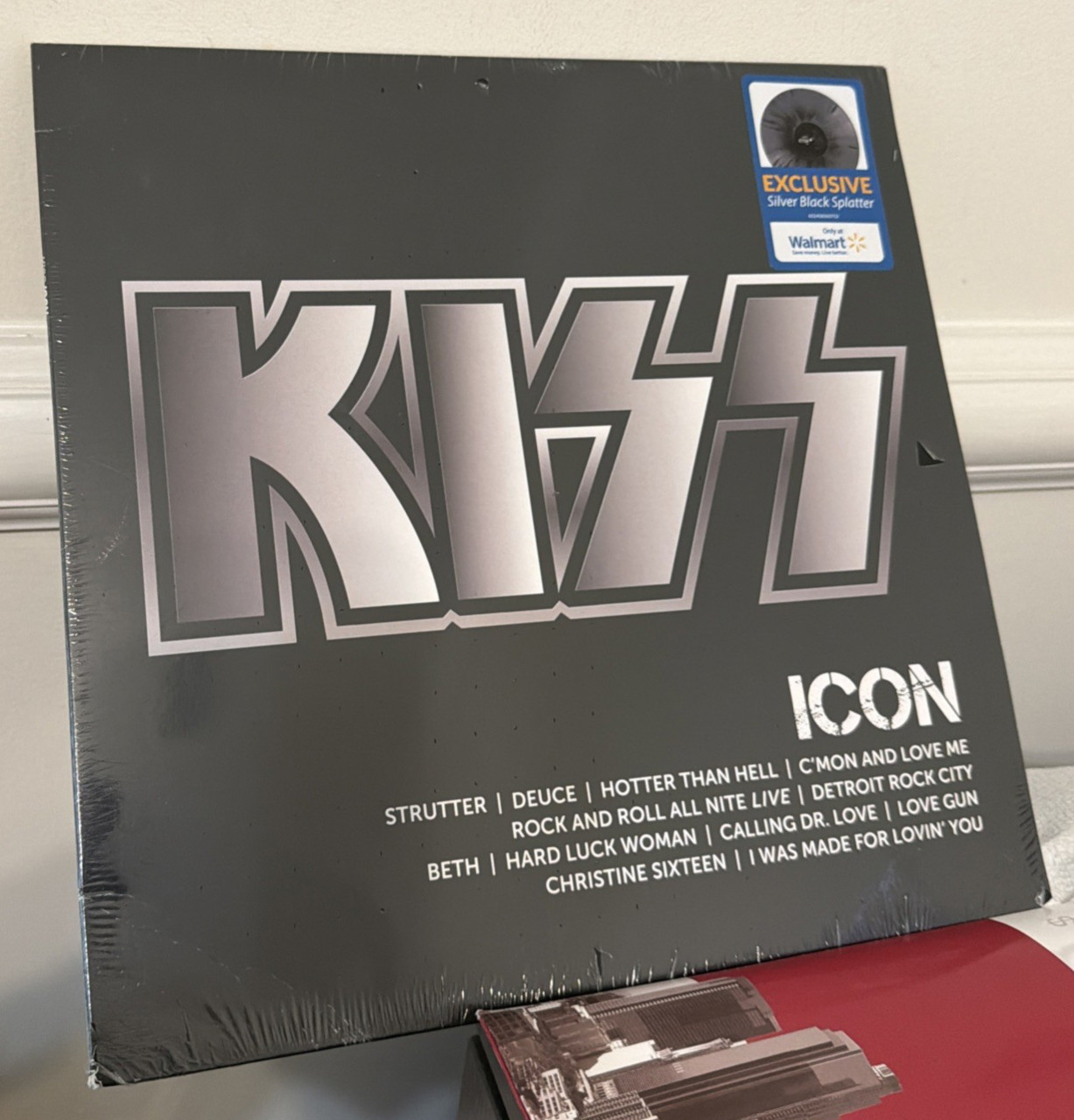 KISS ICON Silver Black Splatter Vinyl LP Exclusive New Sealed