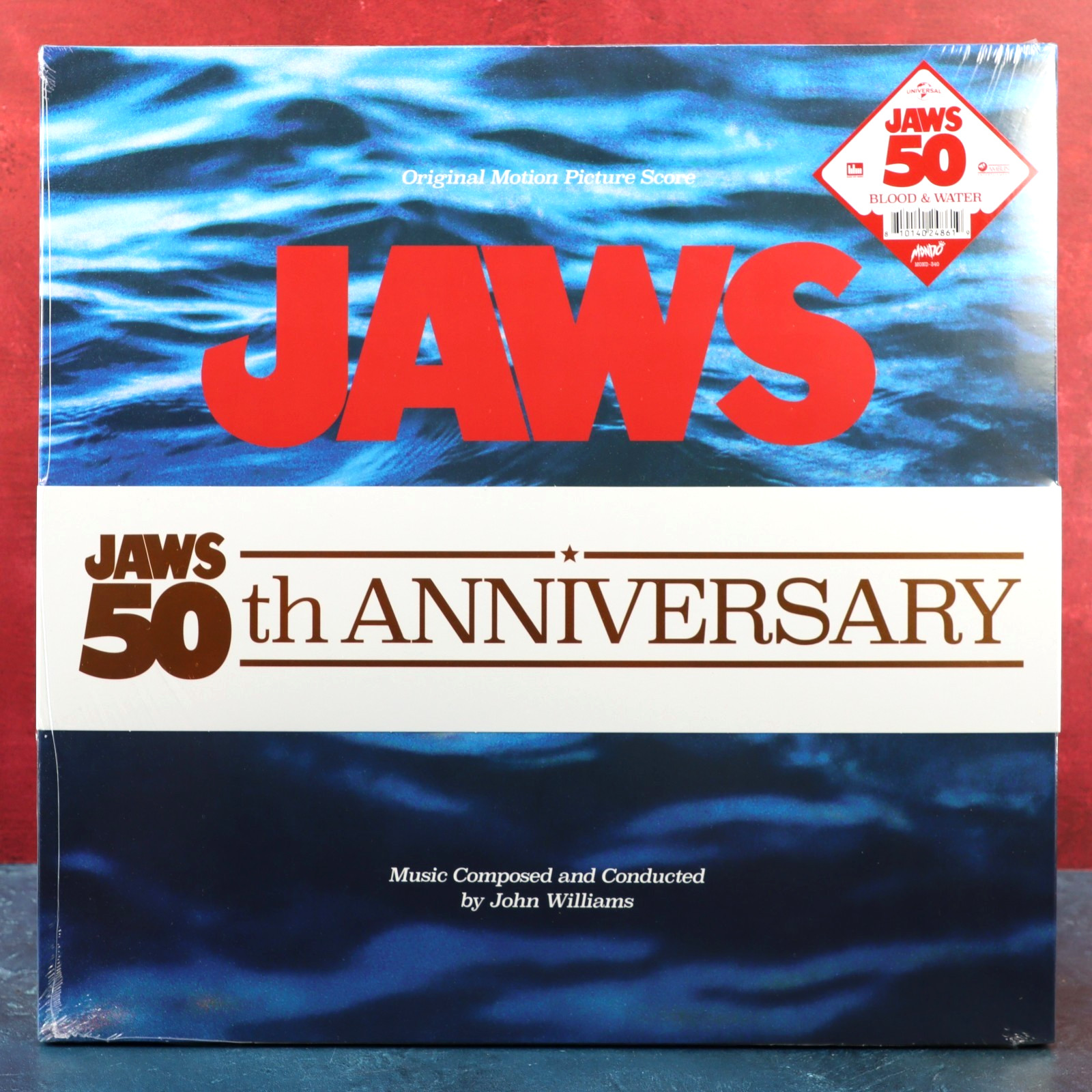 John Williams Jaws Soundtrack 2-LP 50th Anniversary Red Blue Vinyl Mondo Sealed