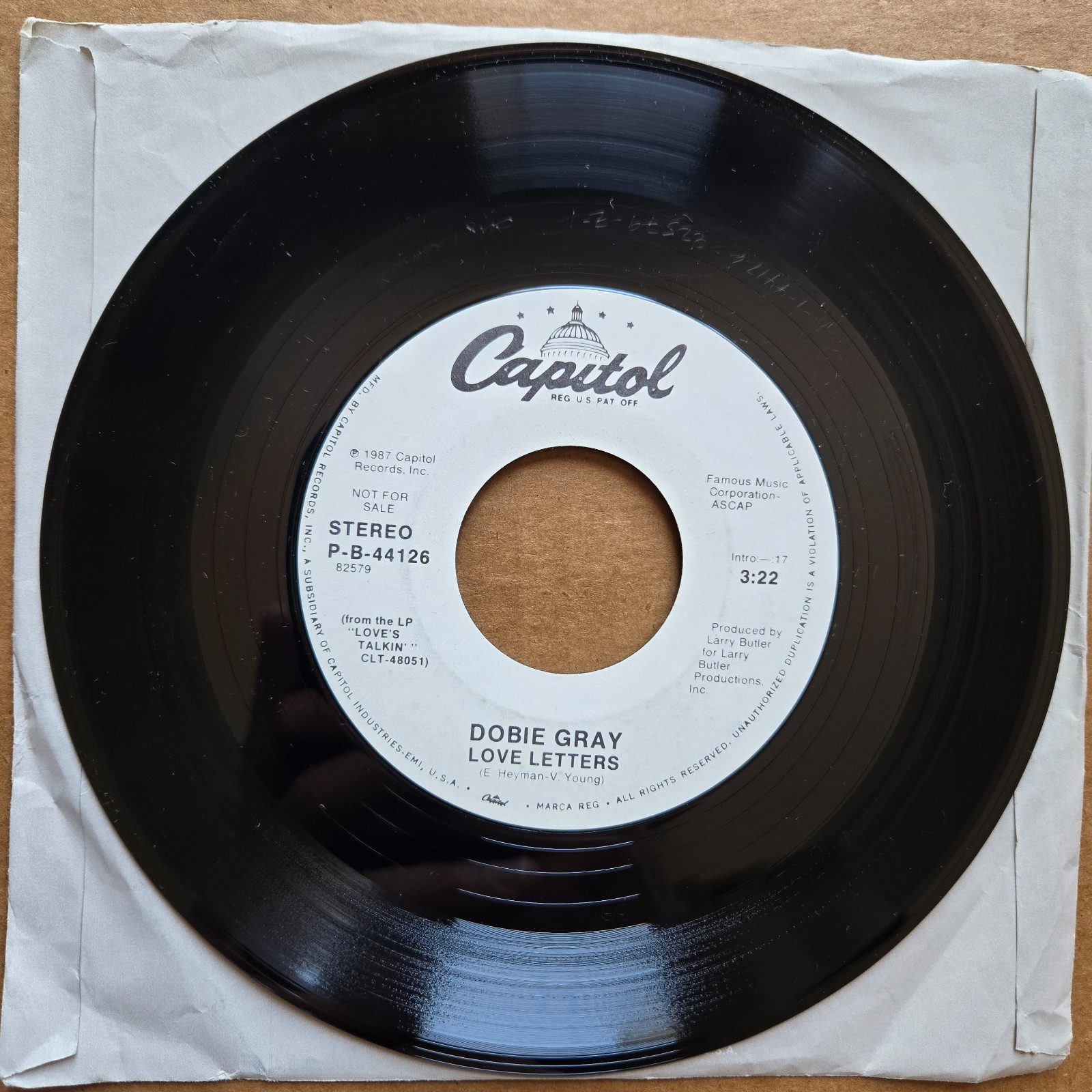 DOBIE GRAY Love Letters 45 7″ R&B FUNK SOUL Record Vinyl MCA Records 1987