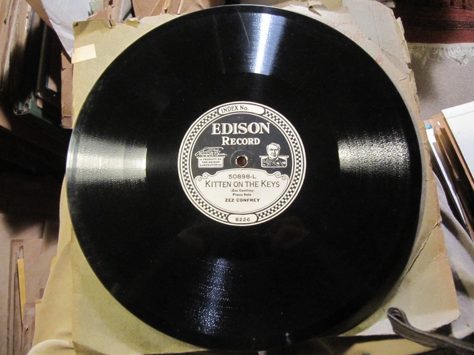 1921 ZEZ CONFREY Piano plays Ragtime KITTEN ON KEYS Monastery Bells EDISON 50898