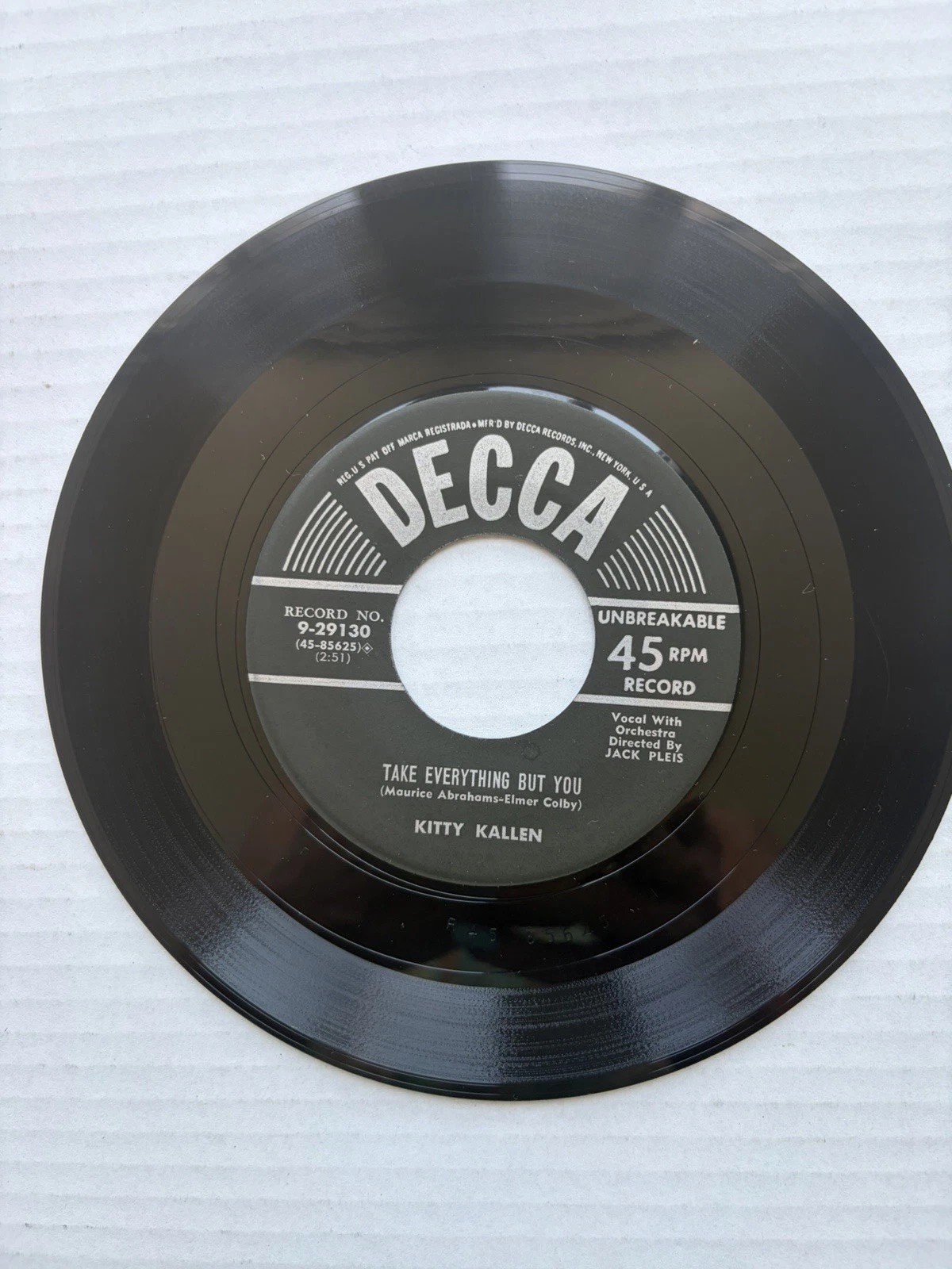 Kitty Kallen In The Chapel In The Moonlight 45 RPM Decca 9-29130