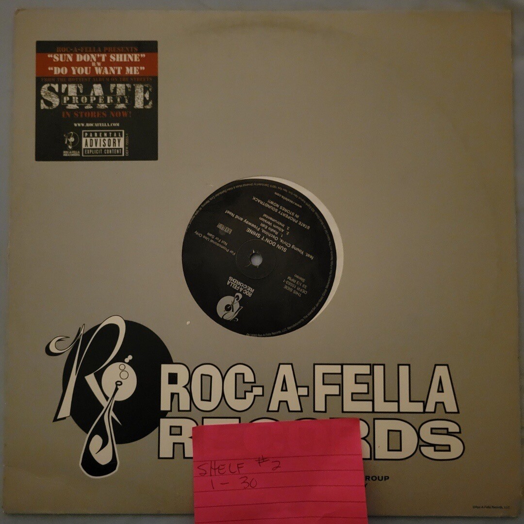 2002 STATE PROPERTY SUN DON’T SHINE YOU WANT ME ROC-A-FELLA 12″ PROMO DJ VINYL