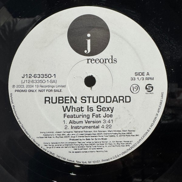 Ruben Studdard Ft Fat Joe – What Is Sexy – 12″ Vinyl PROMO 2004 J12633501 – ABXD