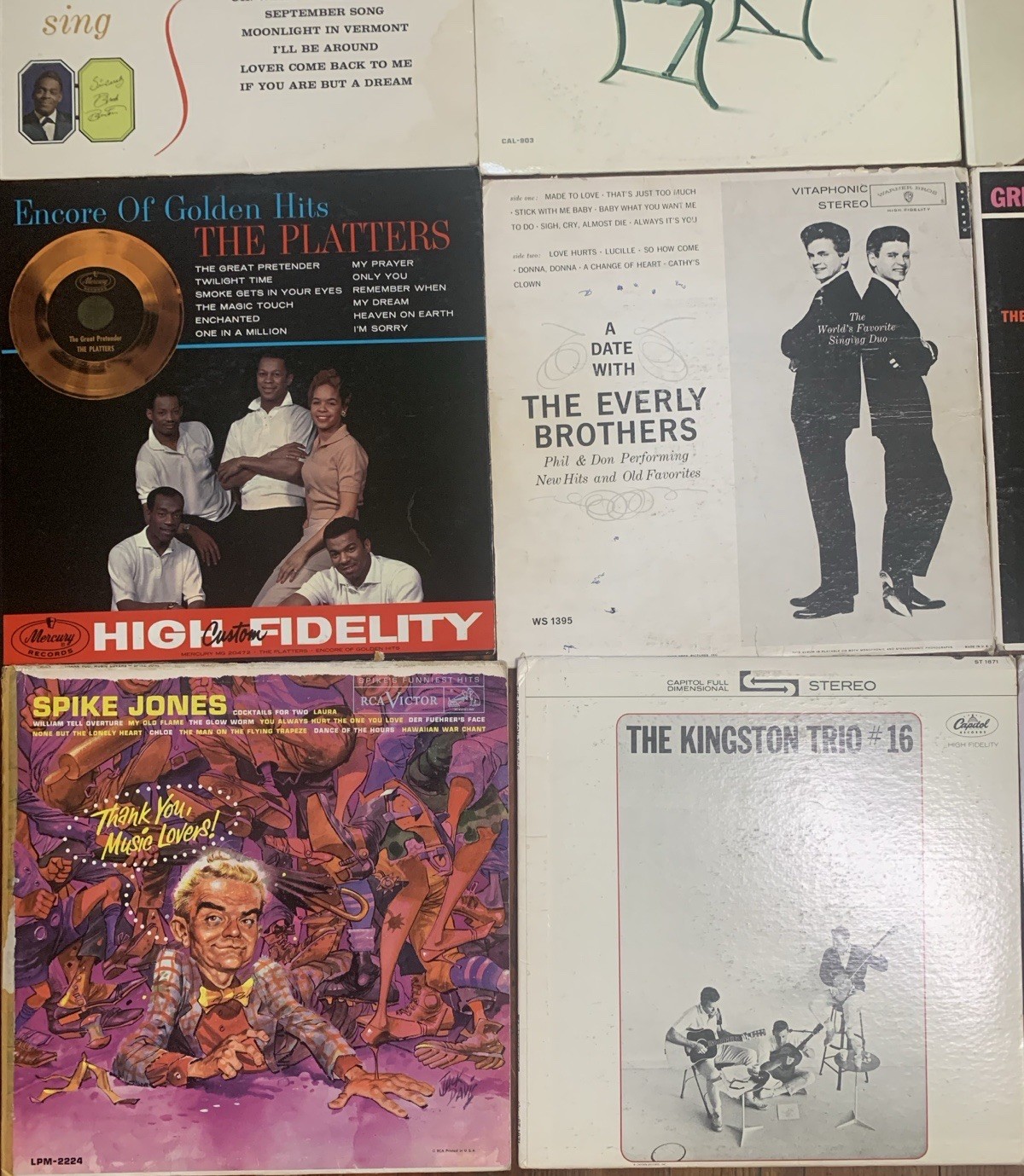 Vintage Vinyl LP Lot 16 Albums Spike Jones Everly Bros Mathis Excellent Cond