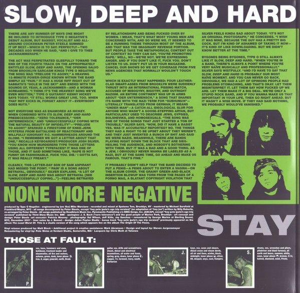 Type O Negative – Slow, Deep And Hard [Green&Black marble LP] (2vinyl)