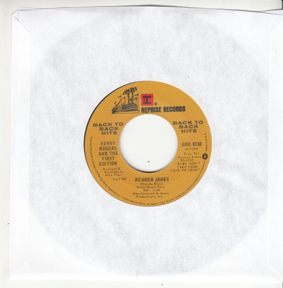 KENNY ROGERS/FIRST EDITION – RUBY, DON’T TAKE YOUR LOVE TO TOWN- MINT REISSUE 45