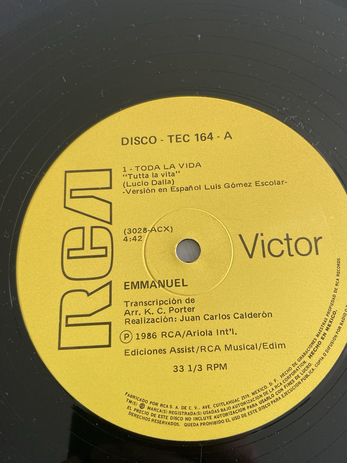EMMANUEL Toda la vida 33 RPM LP NM Vinyl Shrink Wrap Caifanes, Miguel Bose 1986