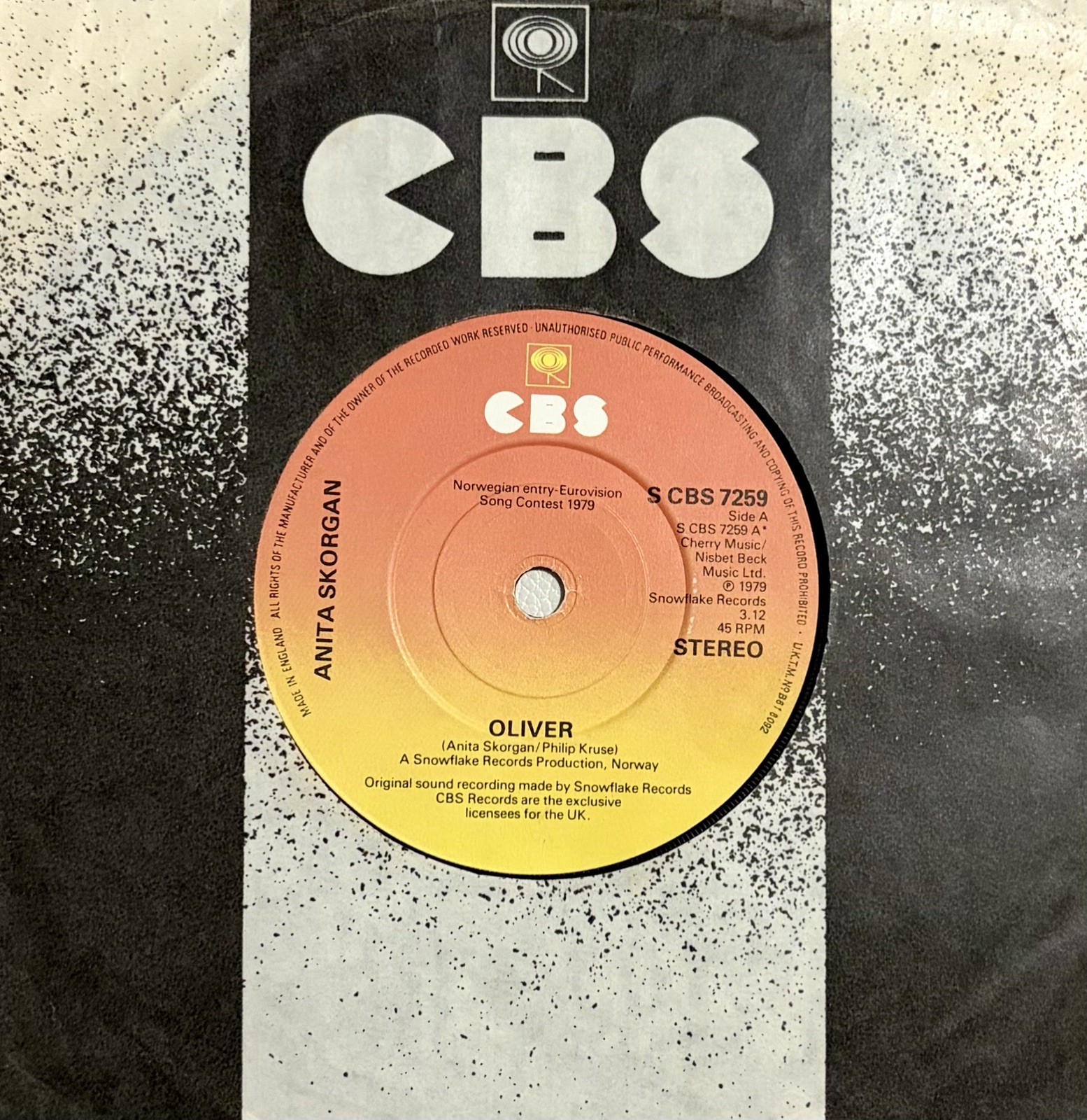 Eurovision NORWAY 1979 ANITA SKORGAN Oliver – ENGLISH VERSION – 7”