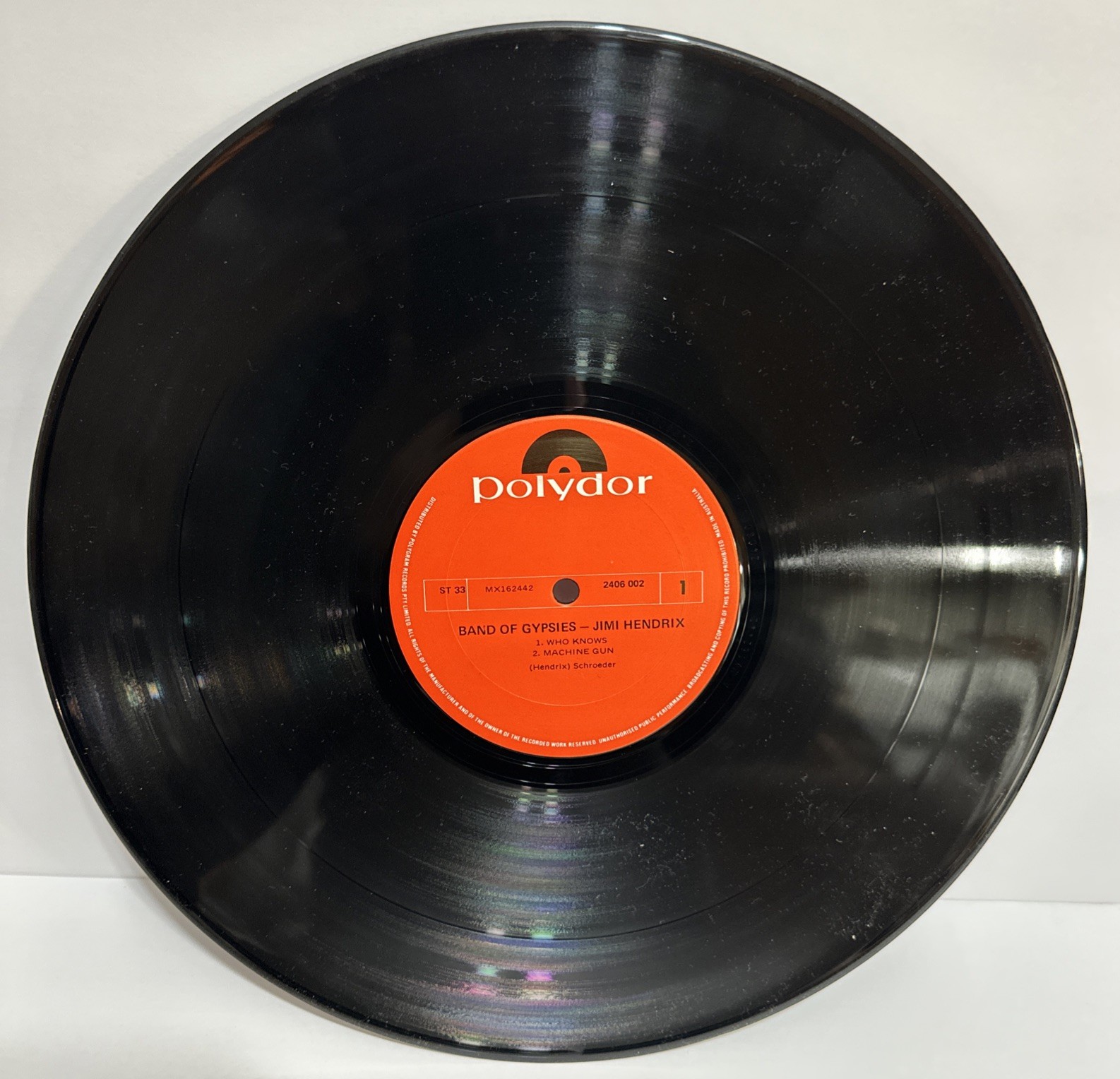 Jimi Hendrix– Band Of Gypsys (Purple Text) LP Australia Polydor – 2406 002
