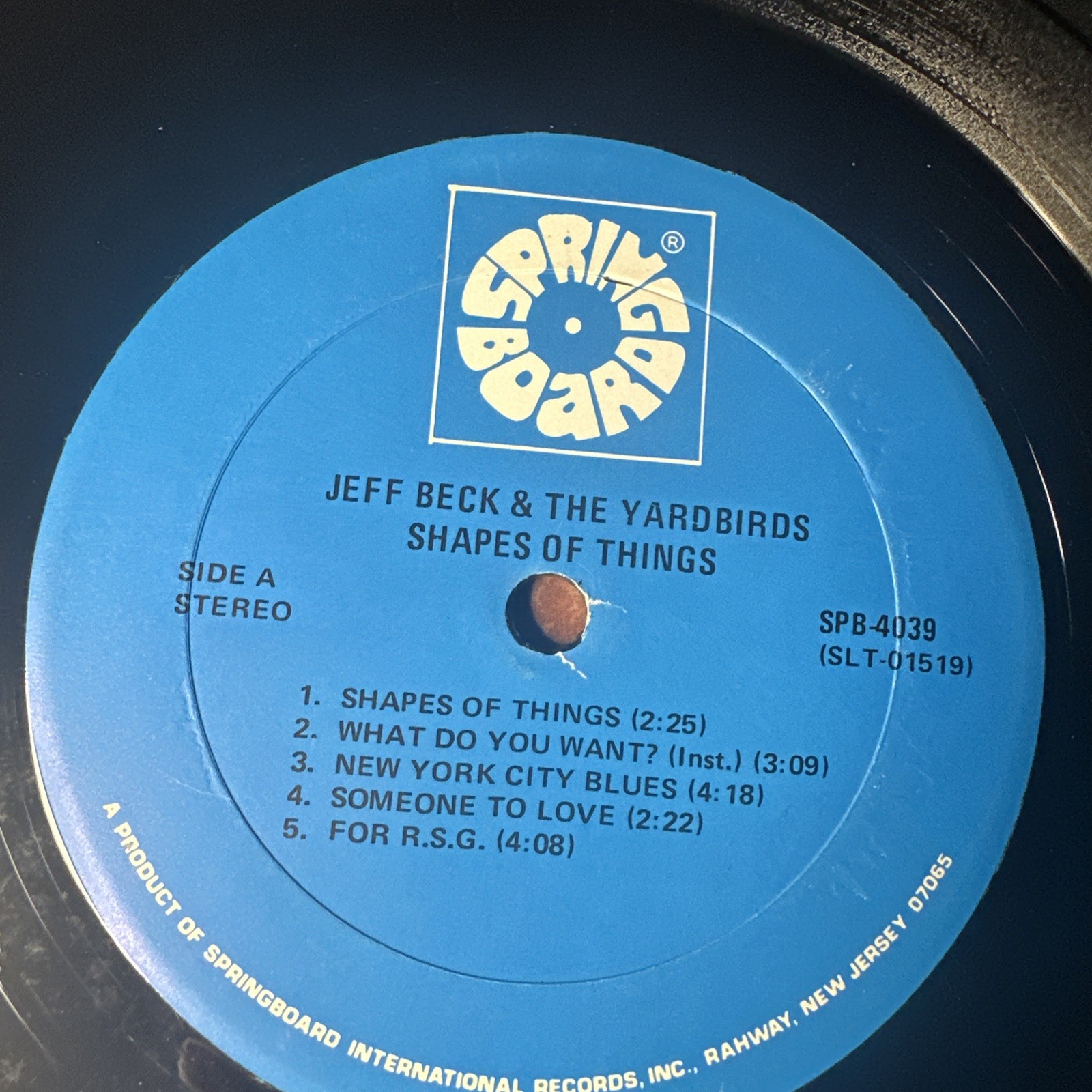 JEFF BECK & THE YARDBIRDS SHAPES OF THINGS Vinyl Ultrasonically Cleaned VG+/G