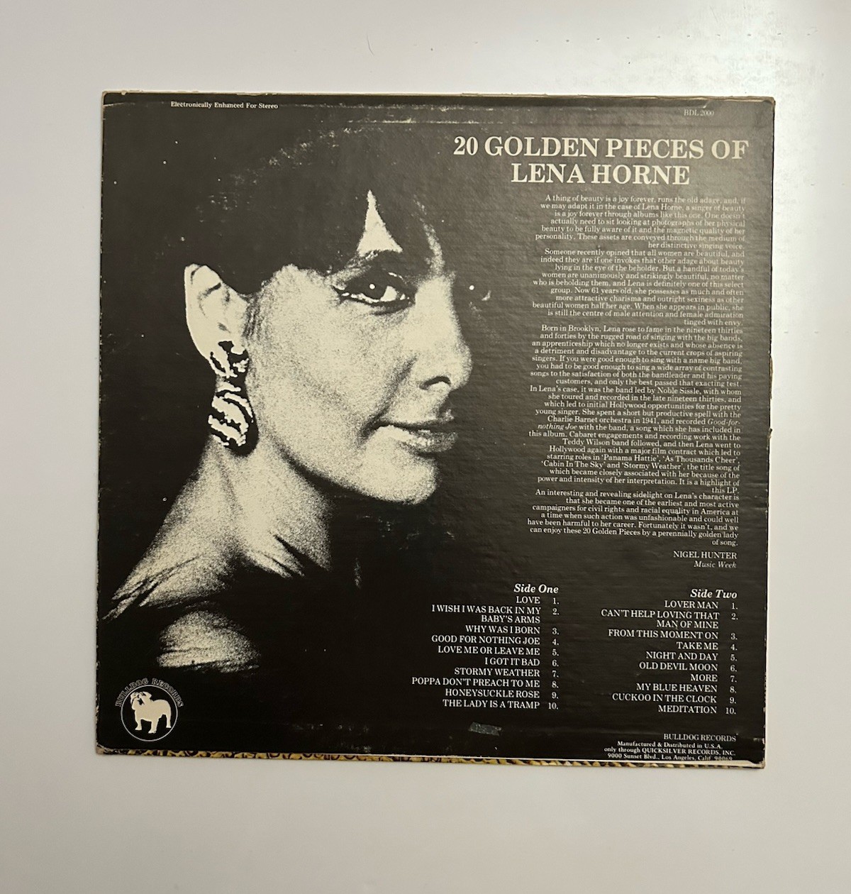 LENA HORNE 20 Golden Pieces Of Lena Horne Vinyl Record LP NM-/VG+ Pop Vocal Jazz