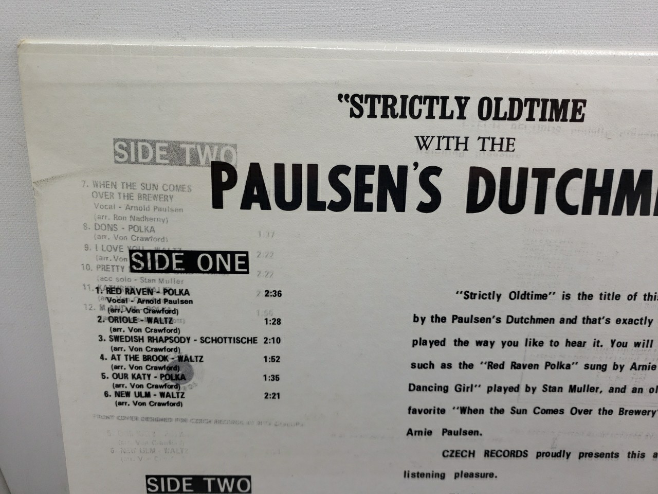 KEN PAULSEN’S DUTCHMEN ORCHESTRA Strictly Oldtime Czech LP Polka NEW SEALED VTG