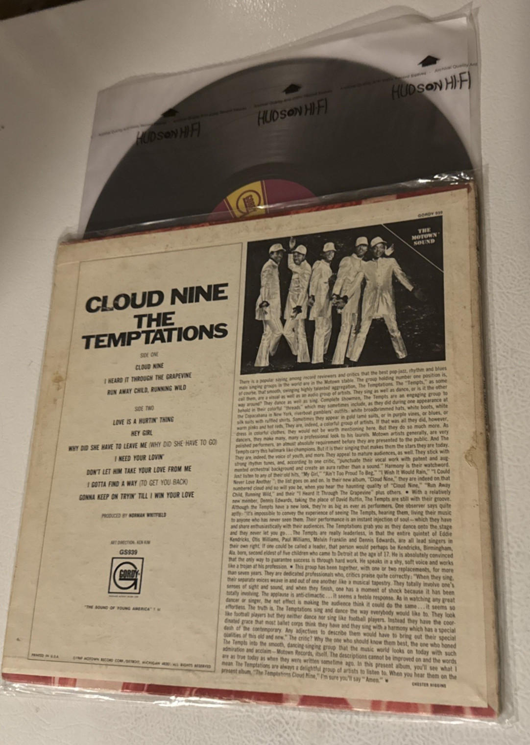The Temptations- Cloud Nine Record. VG+. 1969.
