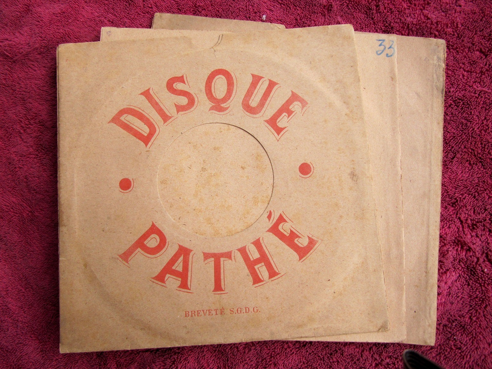 1905 ETCHED Label PATHE SLEEVES 3x early ONE SIDED Sapphire Record Disque 25 cm