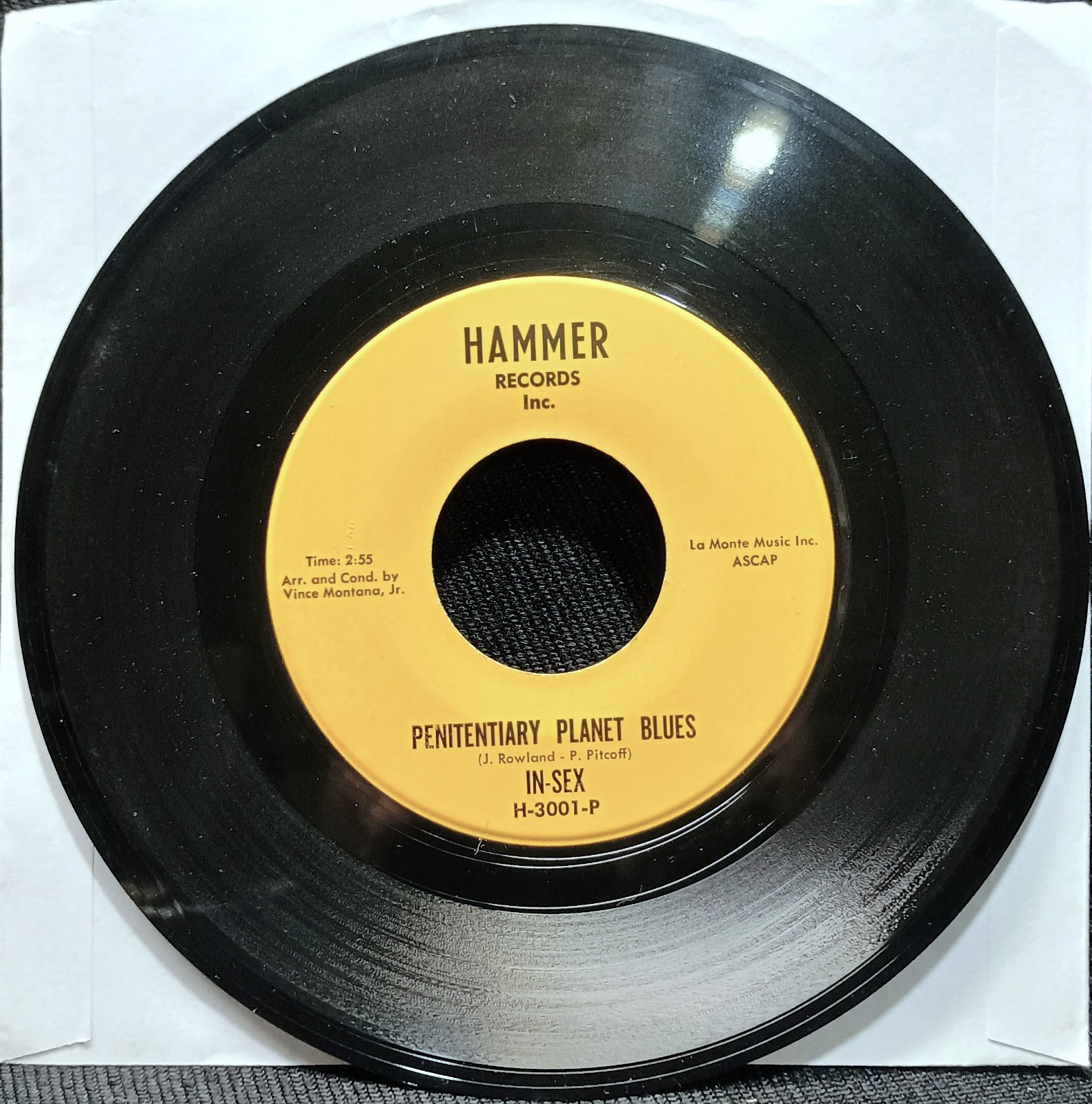 HTF 45 rpm garage psych IN-SEX Penitentiary Planet Blues/Space Man 1969 Hammer E